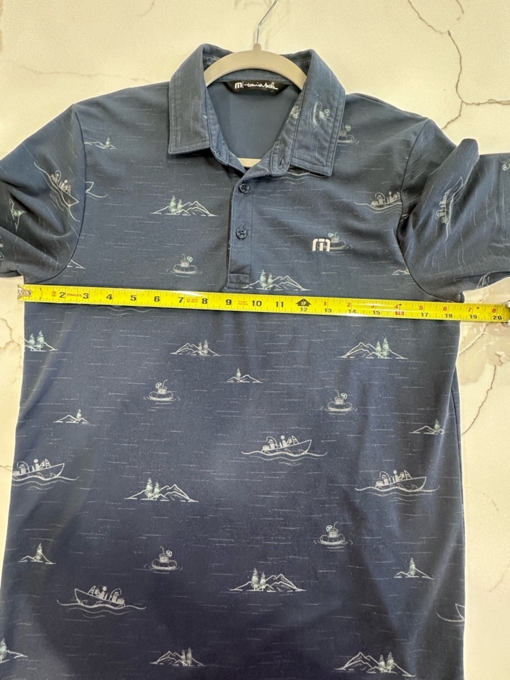 Travis Mathew Men's "Take A Whiff" Fishing & Lake Scene Polo - Size S - Picture 6 of 9